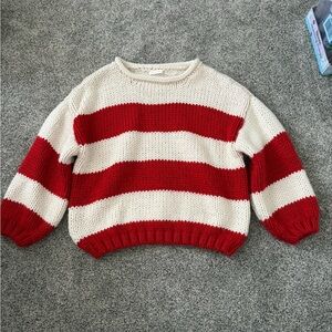 Altar'd State Red and Cream Striped Sweater